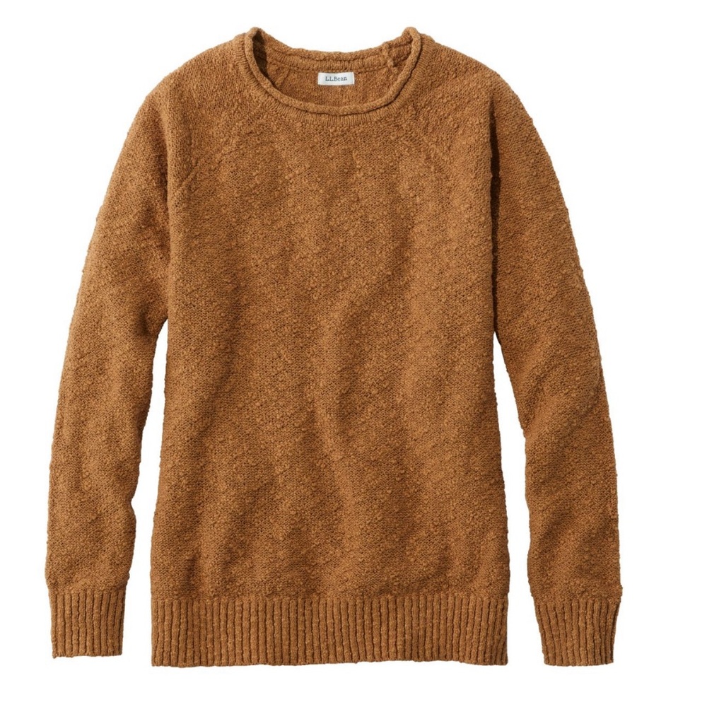 L.L. Bean Midweight Cotton Slub Rollneck Pullover Women's Tall in Color Saddle